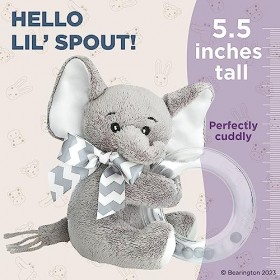 Bearington Collection Hochet à anneaux shaker éléphant en peluche avec peluche au cou pour mixte bébé 5.5" gris