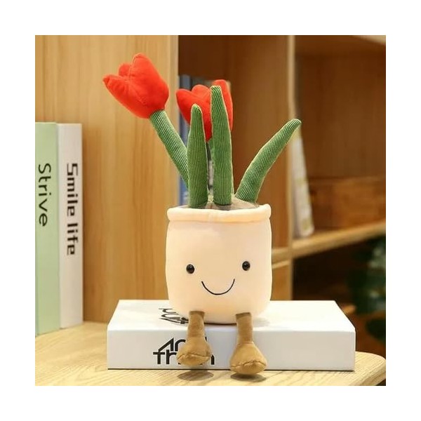 KiLoom Tulipe Réaliste Plantes Succulentes en Peluche Peluche Jouets Doux Décoration Poupée Créatif en Pot Fleurs Coussin pou