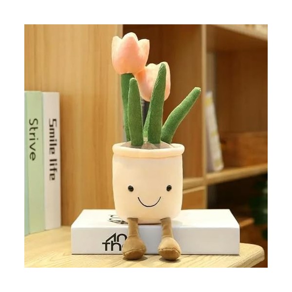 KiLoom Tulipe Réaliste Plantes Succulentes en Peluche Peluche Jouets Doux Décoration Poupée Créatif en Pot Fleurs Coussin pou