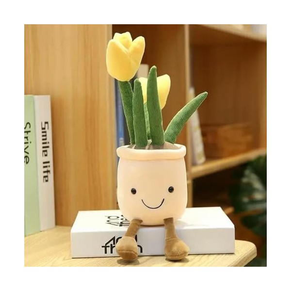 KiLoom Tulipe Réaliste Plantes Succulentes en Peluche Peluche Jouets Doux Décoration Poupée Créatif en Pot Fleurs Coussin pou