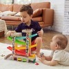 TOP BRIGHT Jouet Garage Voiture Bois pour Enfant,Cadeau Educatif pour Garçon 2 Ans,Jouet Rampe de Course en Bois avec 4 Voitu