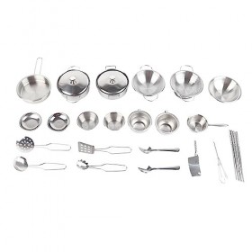 Zerodis Ustensiles de Cuisine à Jouer pour Enfant Jeux Dimitation Cuisine Ensemble Cuisson en Acier Inoxydable Cadeau pour E