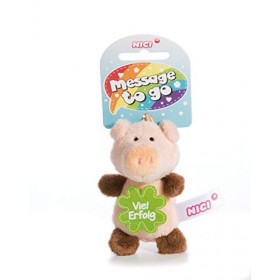 NICI 44864 Pendentif en Forme de Cochon avec Inscription « Viel Erfolg » 8 cm avec Boucle Rose/Marron