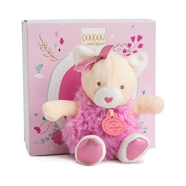 Doudou et Compagnie - Peluche Chat - 15cm - Rose/Beige - Minizoo - DC3530