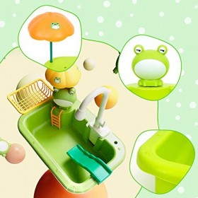 2 in 1Ensemble évier de Cuisine avec Robinet deau Chaude, Système de Recyclage de leau, Jouets de pêche Flottants de Piscin