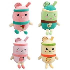 Porte-clés mignon en peluche Bubble Tea, 4pcs Mini Porte-clés en Peluche 12cm Boba Thé Au Lait Tasse Jouet Peluche porte-clés