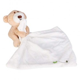Zerodis Doudou Jouet Bébé Ours Mouchoir Peluche Doudou Poupée Jouet de Serviette Apaiser Serviette Calmant Couverture de Somm