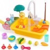 Ensemble de Jouets de Cuisine avec Robinet de Travail Forme de Canard Mignon Jeu de pêche Évier pour Enfants Ensemble de Joue