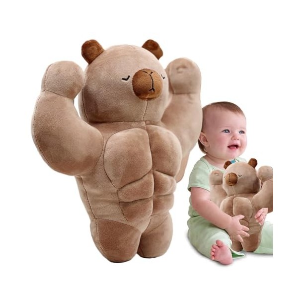 Tedious Peluche Capybara farcie,Adorable Oreiller Capybara en Peluche Muscle Man | Jouet Mignon en Peluche Capybara, Oreiller