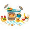 Accessoire Cuisine Enfant, 47PCS Kit Cuisine Enfant, Jouets de Cuisine avec Musique et lumières, avec cuisinière à Induction 