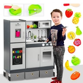 Green series Grande Cuisine en Bois Enfant - Accessoires, éclairage LED, Hauteur de 83 cm, du Sol au Plan de Travail . c’est 