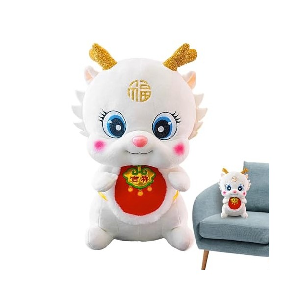 ADERN Mascotte de Dragon de la Fête du Printemps | Mascotte Traditionnelle en Peluche Dragon du Nouvel an Chinois | Jouets du