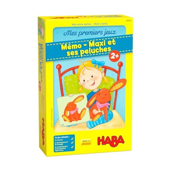 HABA société-Mes Premiers Mémo – Maxi et Ses Peluches-Jeu de mémoire-306063, 306063, Coloré