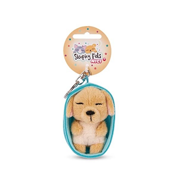 NICI- Porte-clés Chien Sleeping Pets caramecaramel 8cm, 48835, Brun