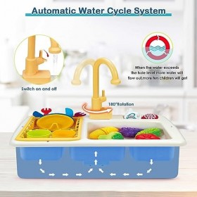 Ensemble de jouets dévier de cuisine pour enfants, jouet dévier de cuisine avec eau courante, accessoires de cuisine pour c