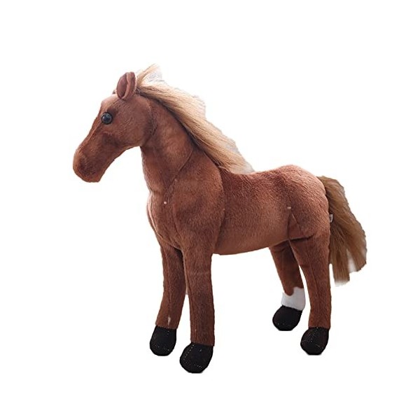 BYNYXI Cheval en Peluche, 40cm en Peluche Cheval Debout Poney Peluche Moelleux câlin Cheval Brun Peluche Peluche Douce Cheval