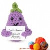 Puedno Aubergine positive amusante, poupée daubergine tricotée positive, 7,6 cm, laine inspirante à tricoter avec carte posi