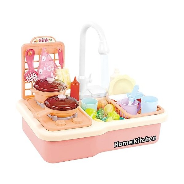 Arkyomi lavabo Enfant Apprentissage kit Cuisine Jeu de pêche Enfant evier  Montessori Jouets Cuisine Lave Vaisselle Jouet avec Accessoires Fleur