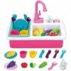Évier de cuisine jouet pour enfants, évier de jeu avec eau courante, jouet accessoires de cuisine coupe de fruits et légumes,
