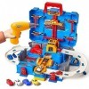 OR OR TU Garage Voiture Enfant Jouets, Circuit Voiture Enfant avec Outils, Jouets Voiture Portables avec Valise pour Enfants 