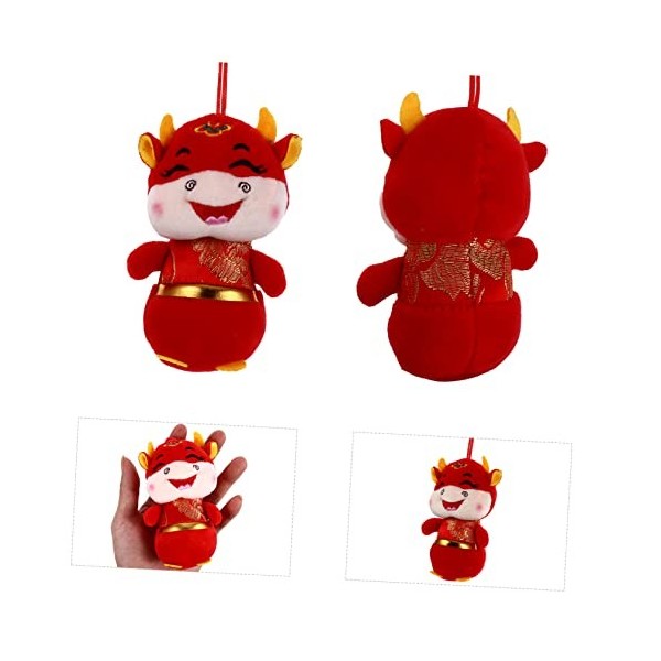 Toyvian 2 Pièces Zodiaque Bœuf Poupée Vache Peluche Jouets en Peluche Cadeau danniversaire Dessin Animé Coussin en Peluche J