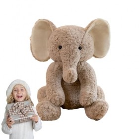 Oreiller en peluche déléphant, jouet dours en peluche déléphant assis flexible, jouets en peluche danimal déléphant de c