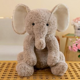 Oreiller en peluche déléphant, jouet dours en peluche déléphant assis flexible, jouets en peluche danimal déléphant de c