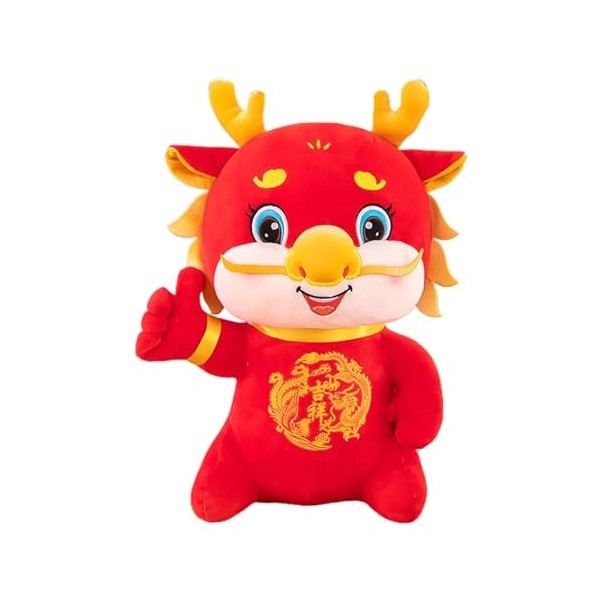 Aznever Jouet en Peluche du Zodiaque - Poupées d’Animaux en Peluche - Adorable Peluche de Dragon du Zodiaque Rouge Porte-Bonh