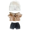 niannyyhouse Vêtements de poupée en peluche de 20 cm avec chapeau et bouton en jean blanc + marron 