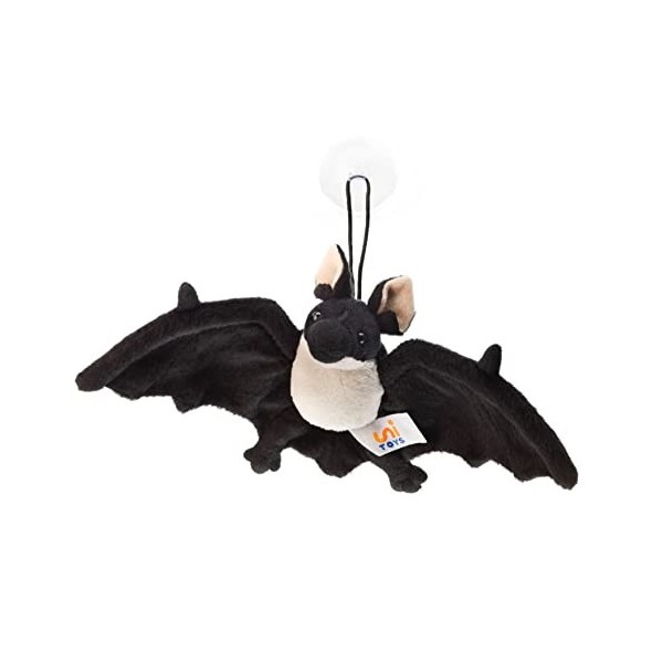 Uni-Toys - Chauve-souris petit - noir et blanc - avec ventouse - 23 cm largeur - peluche, doudou