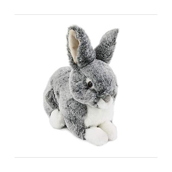 LAARNT 25cm Jouet en Peluche de Lapin réaliste pour Enfants，Poupée en Peluche en Lapin Gris Mignon，Oreiller et Coussins en Pe