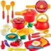 LINFUN KIDS Accessoire Cuisine Enfant, Dinette Jouet avec Casseroles et Poêles, Aliment Cuisine Enfant Jouets Dimitation Édu