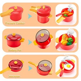 LINFUN KIDS Accessoire Cuisine Enfant, Dinette Jouet avec Casseroles et Poêles, Aliment Cuisine Enfant Jouets Dimitation Édu