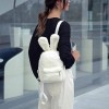 Mini sac à dos en fausse fourrure avec oreilles de lapin mignon, blanc, 9.84" x 7.8" x 3.91", Cartables