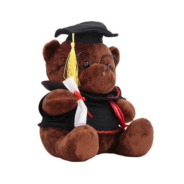 Poupée en Peluche Ours, Poupée Ours Mignon avec Diplôme de Bonnet de Robe, Poupée en Peluche Ours en Peluche pour Cadeaux de