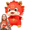 BUKISA Poupée en Peluche Dragon Chinois - Poupée en Peluche Dragon Chinois avec FU - Poupée en Peluche Dragon Chinois Rouge, 