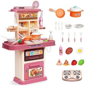 Kit de jeu de cuisine pour enfants avec spray lumineux et accessoires de cuisine, kit de jeu comme cadeau danniversaire pour