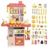 deAO Cuisine pour Enfants avec Sons et lumières, Kitchen Toy, 50PCS Accessoires de Cuisine pour Enfants Comprenant Vaisselle,