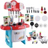 deAO My Little Chef Jeu de rôle Miniature avec lumière et Son,Cuisine Enfant 18 Accessoires,Cuisinière évier Réfrigérateur Cu