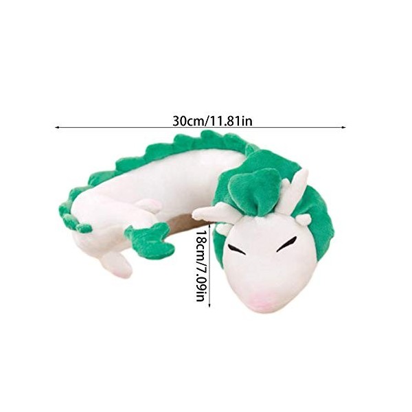 Appoo Petit Oreiller en U Dragon Blanc, Oreiller en U Ghibli Hayao/Masque pour Les Yeux Sieste, Poupée en Peluche Mignonne, P