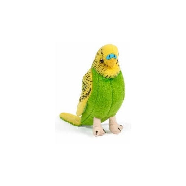 Peluche Perruche Verte/Jaune 20 cm - Peluche Oiseau, Douce et realiste - Set Peluche Animal + Carte Offerte