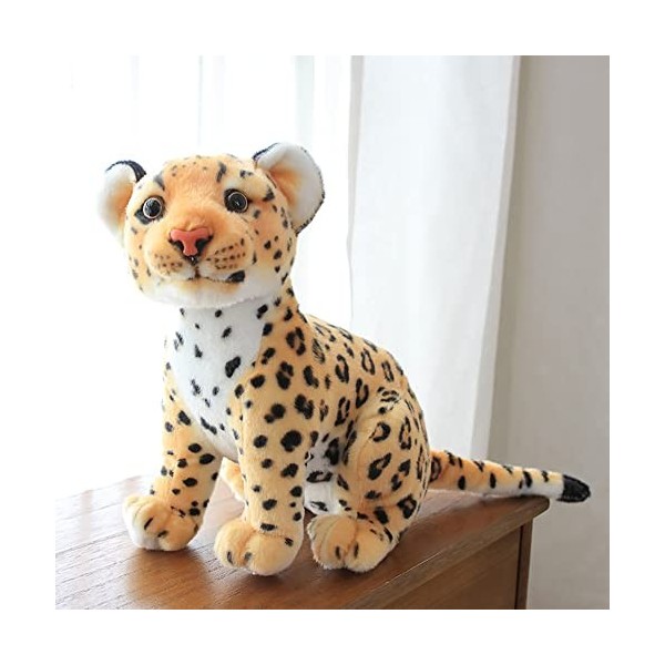 BYNYXI 27cm Peluche Léopard des neiges, Léopard en Peluche Debout réaliste Tigre Panthère Noire en Peluche Bébé Animal en Pel