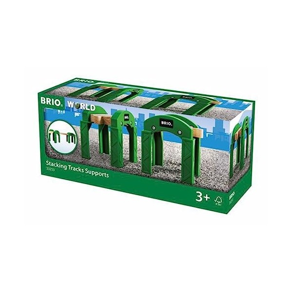 BRIO World - 33253 - Supports de Pont Empilables - Accessoire pour circuit de train en bois - Jouet pour garçons et filles à 