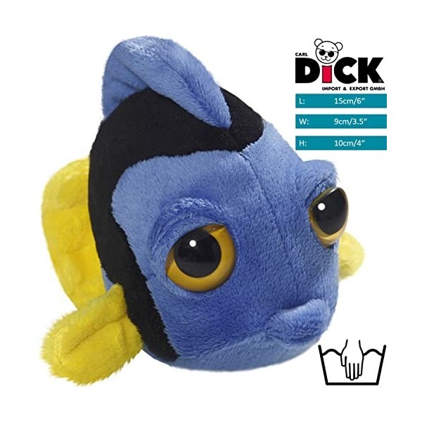 Carl Dick Peluche Poisson, Paracanthurus hepatus, Chirurgien Bleu 15cm 3289001