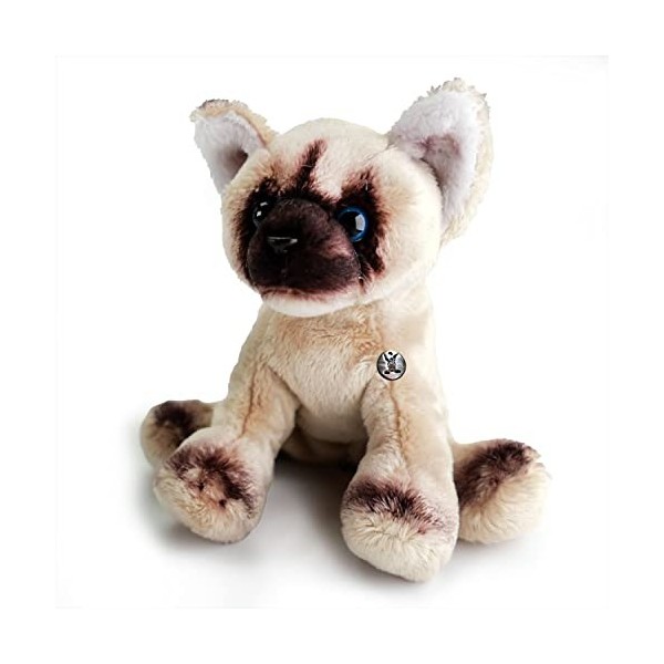 Simbad Peluche en forme de chat siamois de Birmanie Beige Yeux bleus