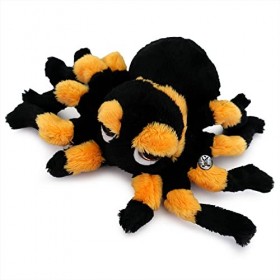 Lot de 2 doudous araignées en peluche gris + noir noir/orange 