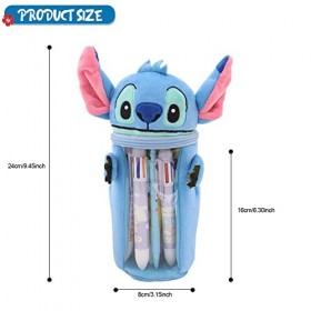 Bonamana Stitch Trousse à crayons à fermeture éclair transparente avec fenêtre transparente pour adolescentes, filles, garçon