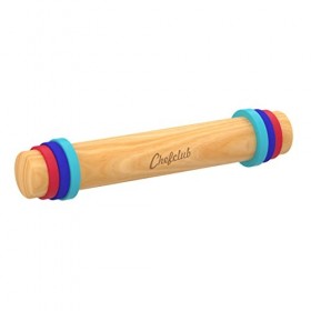 Chefclub Network Kids - Rouleau à Pâtisserie Ajustable en Bois - 3 Anneaux & Kids - Tablier de Cuisine pour Enfants - Accesso