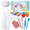 Real Kids Baking Set 32 ​​Pcs Comprend Un Tablier pour Enfants, Un Chapeau de Chef, Une mitaine de Four, de Vrais Outils de C