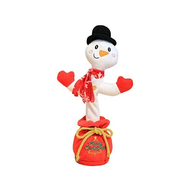 Surakey Bonhomme de Neige Qui Danse, Peluche de Noël Qui Parle et Chantant, 32cm Chanson en Anglais, avec Fonction denregist